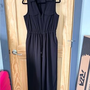Calvin Klein Black Sleeveless Zip-Front Maxi Dress